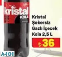 KRİSTAL ŞEKERSİZ GAZLI İÇECEK KOLA 2.5 L